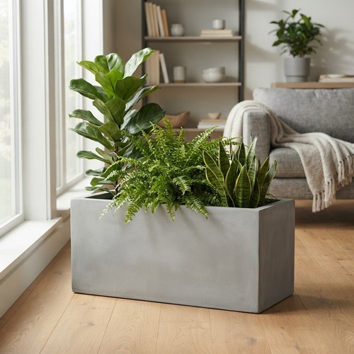 Grey fiberstone trough - trough, planter